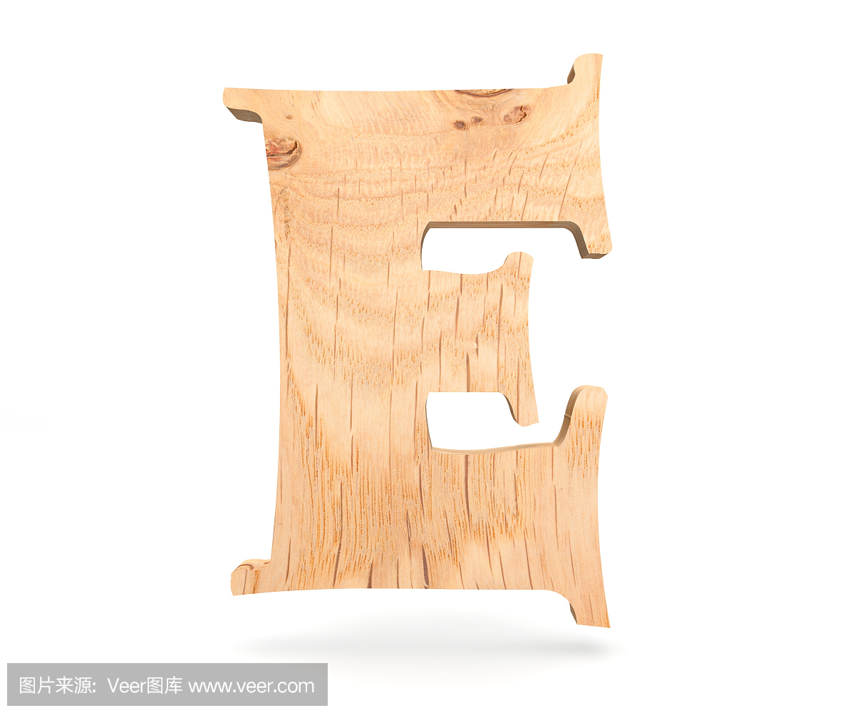 3D装饰木制字母,大写字母E